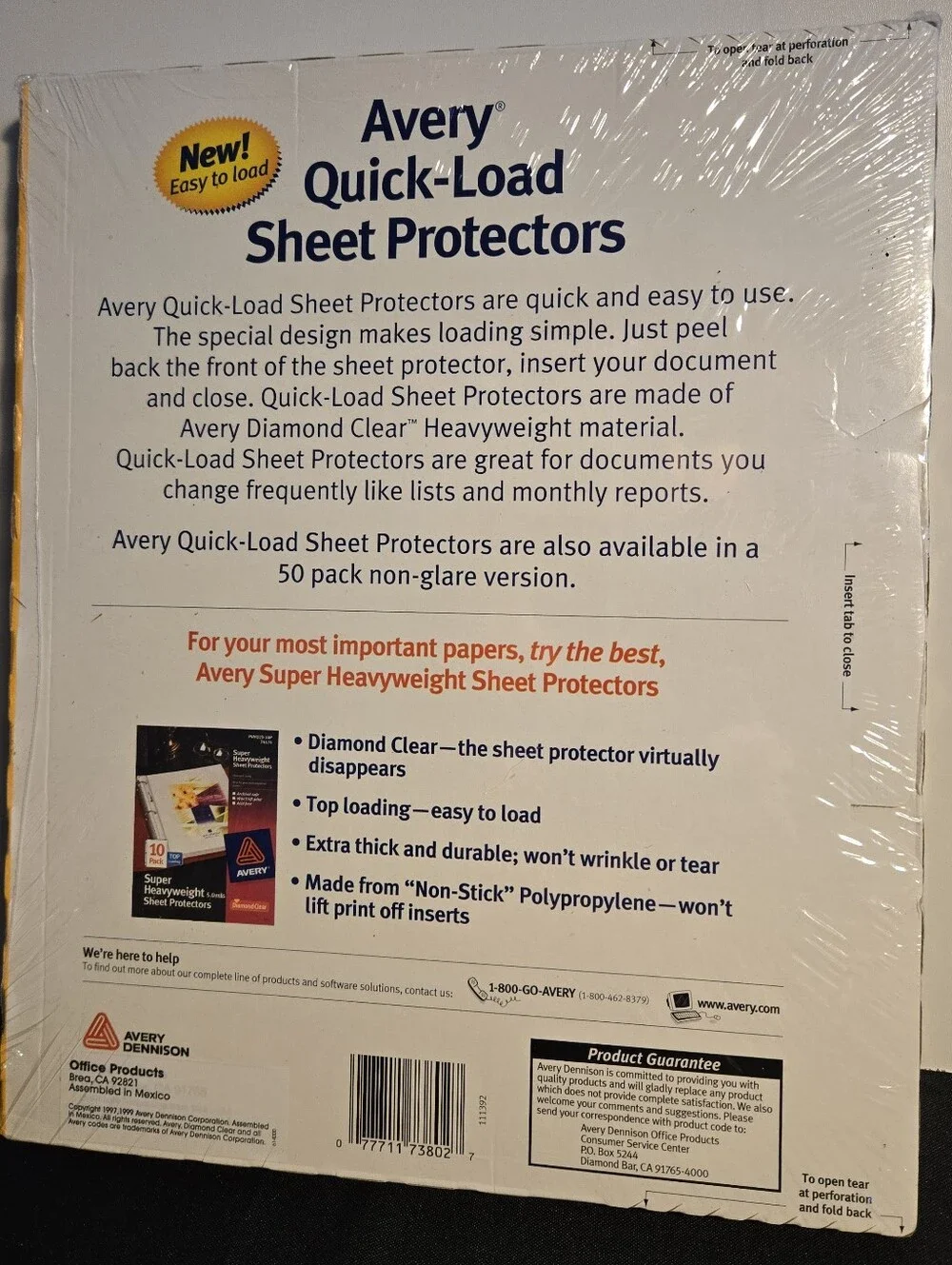 Avery Quick-Load Sheet Protectors 8-1/2
